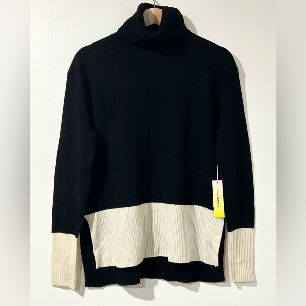NWT Summersalt The Coziest Cashmere Blend Turtleneck Sea‎ Urchin & White Sand XS - Picture 6 of 10